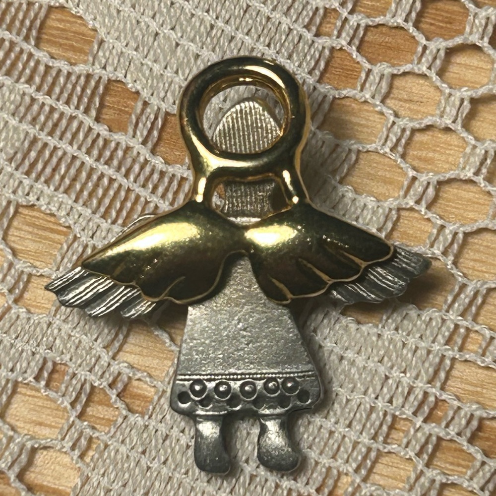 4/$20🌷😇Vintage 90s GANZ Lovely Guardian Angel Pin - Pewter & Gold Tone🪽✨🪽